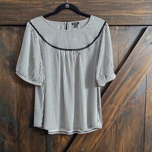 Ann Taylor Factory Black and White Striped Blouse
